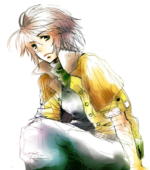 goma (artist), hope estheim, final fantasy, final fantasy xiii, bad id, bad pixiv id, 10s, 1boy, male focus, solo, white background