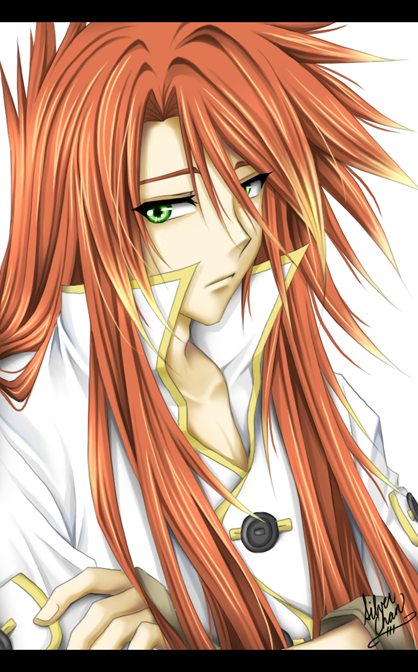 luke fon fabre, tales of (series), tales of the abyss, 00s, 1boy, green eyes, long hair, male focus, multicolored hair, solo