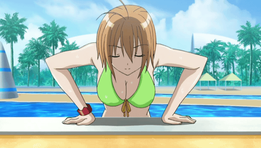 kondou mikoto, kampfer, screencap, animated, animated gif, 00s, bikini, closed eyes, swimsuit
