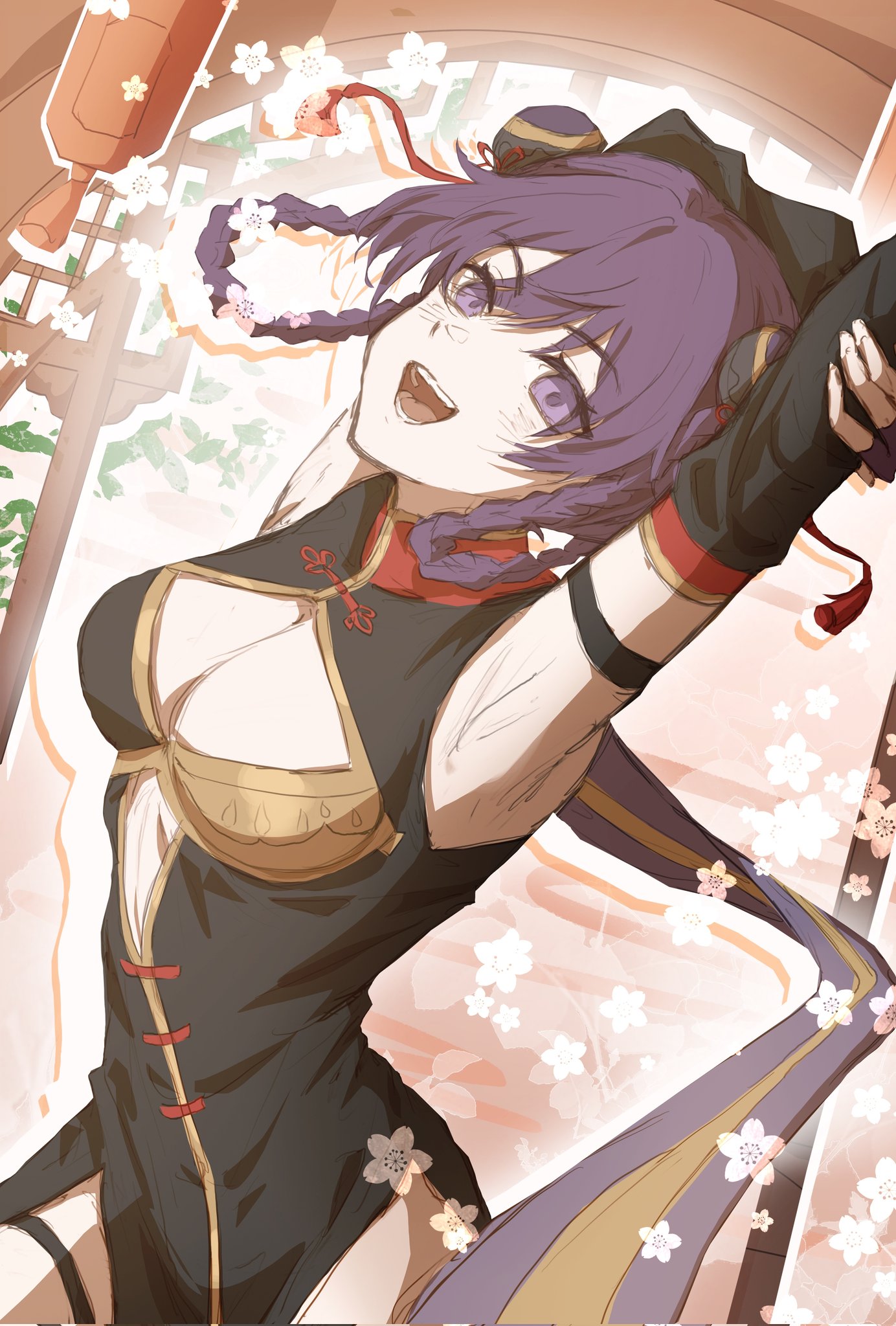 deadman70232800, bambietta basterbine, bleach, bleach: brave souls, bleach: sennen kessen-hen, official art, 1girl, breasts, cleavage, looking at viewer, open mouth, solo