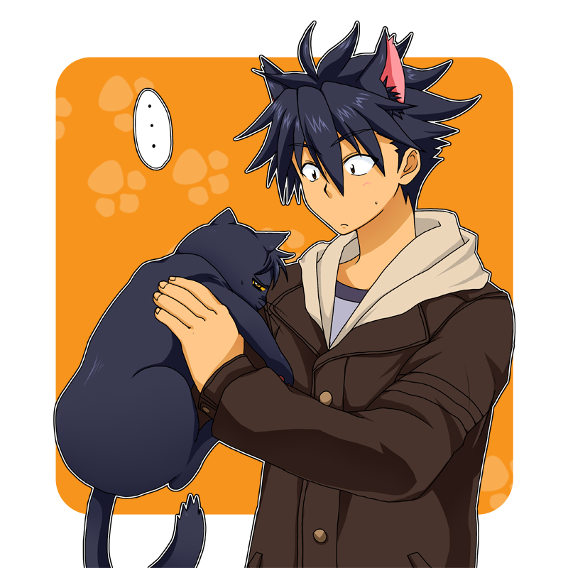 banana imo, kousaka junpei, nyan koi!, 00s, 1boy, animal ears, cat, cat ears, dual persona, extra ears, male focus, solo, upper body