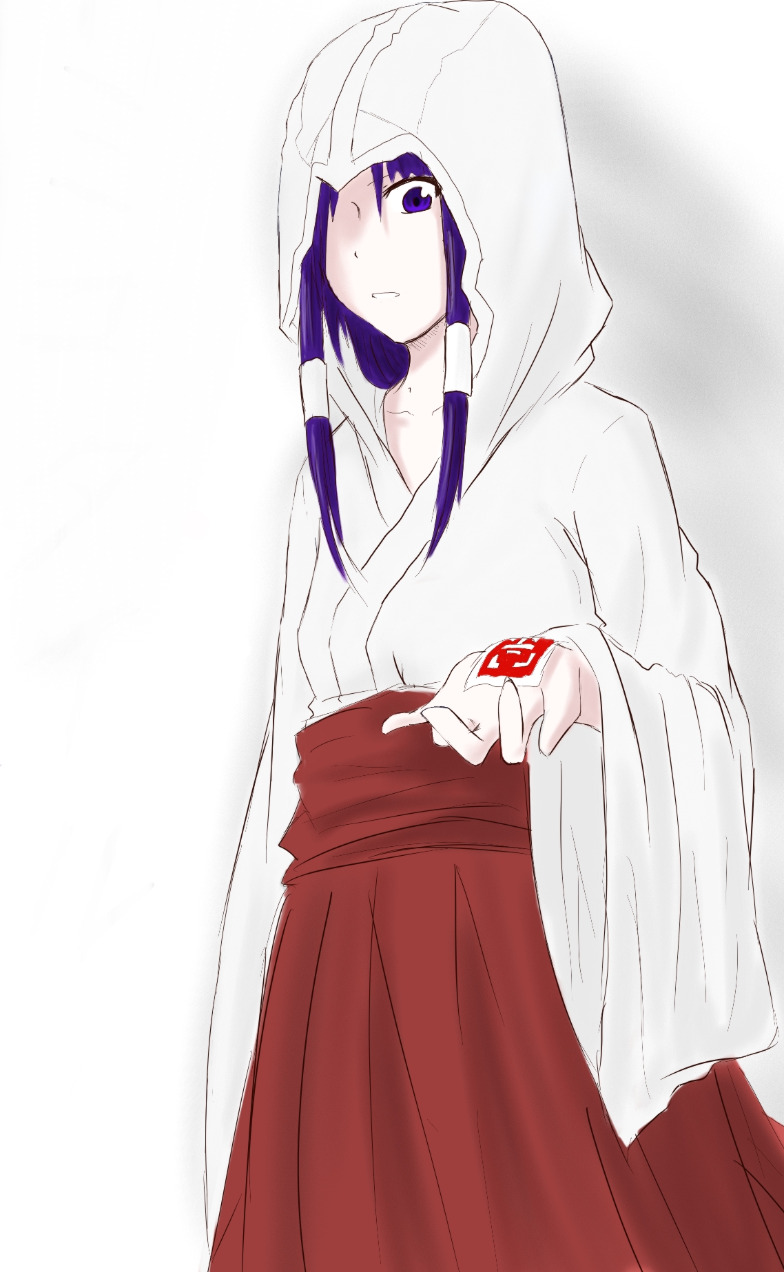 terimayo, altair ibn la-ahad, hakurei reimu, hakurei reimu (pc-98), assassin's creed, assassin's creed (series), phantasmagoria of dim.dream, touhou, touhou (pc-98), highres, 1girl, female focus, hood, japanese clothes, miko, parody, solo