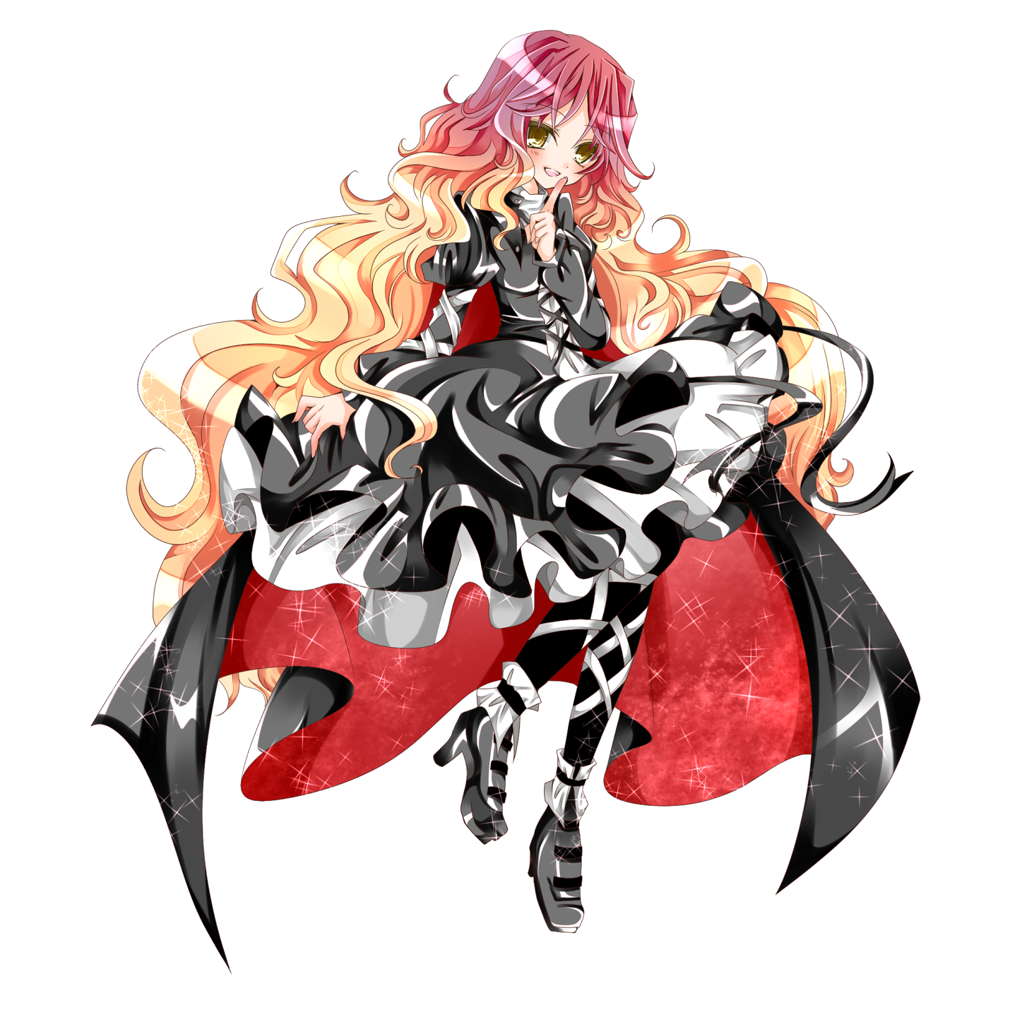 nanase nao, hijiri byakuren, touhou, bad id, bad pixiv id, highres, 1girl, cape, dress, female focus, full body, gradient hair, high heels, long hair, multicolored hair, shoes, solo, transparent background, yellow eyes