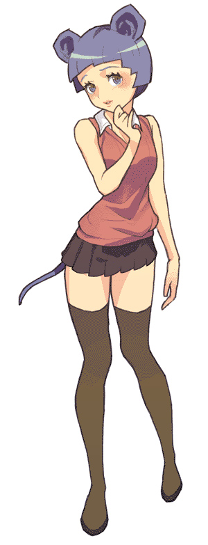 natsuhara, original, animal ears, blue hair, blush, legs, lips, mouse ears, skirt, solo, tail, thighhighs, zettai ryouiki