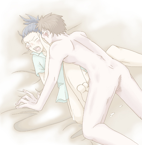 nekoji26, inuzuka kiba, nara shikamaru, naruto (classic), naruto (series), lowres, md5 mismatch, 2boys, blush, cum, male focus, multiple boys, nude, yaoi