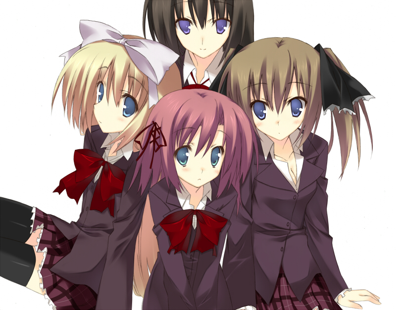 kuwashima rein, akaba chizuru, sakurano kurimu, shiina mafuyu, shiina minatsu, seitokai no ichizon, 00s, 4girls, blazer, blue eyes, jacket, multiple girls, school uniform, thighhighs