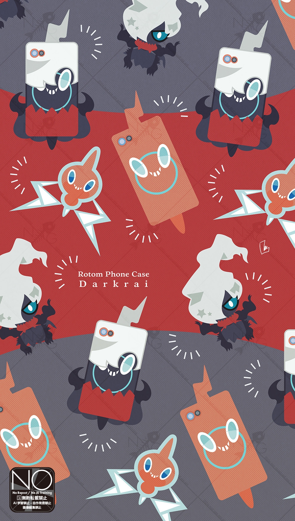 meme (sleepsheep), darkrai, rotom, rotom phone, nintendo, pokemon, commentary request, highres, blue eyes, blue sclera, cellphone, colored sclera, gen 4 pokemon, grin, legendary pokemon, long hair, mythical pokemon, no humans, phone, pokemon (creature), pokemon focus, smartphone, smartphone case, smile, smoke, teeth, whisp, white hair