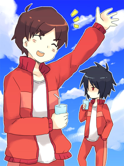 yuya (artist), yuya (oshidori), judau ashta, shinn asuka, gundam, gundam seed, gundam seed destiny, gundam zz, bad id, bad pixiv id, 00s, 2boys, crossover, in-franchise crossover, multiple boys