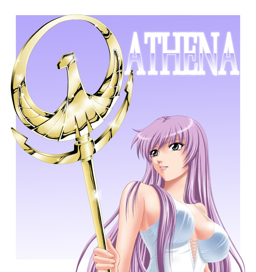 athena (saint seiya), kido saori, saint seiya, tagme, long hair, purple hair