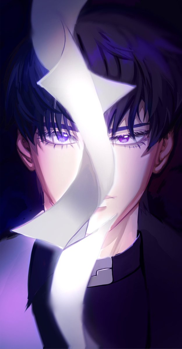 jozllie, kim dokja, yoo joonghyuk, omniscient reader's viewpoint, commentary, english commentary, highres, 2boys, aegyo sal, belt collar, black coat, black eyes, black hair, black shirt, coat, collar, falling paper, looking at viewer, male focus, multiple boys, open clothes, open coat, popped collar, portrait, serious, shirt, short hair, split crop, split screen, upper body, white coat