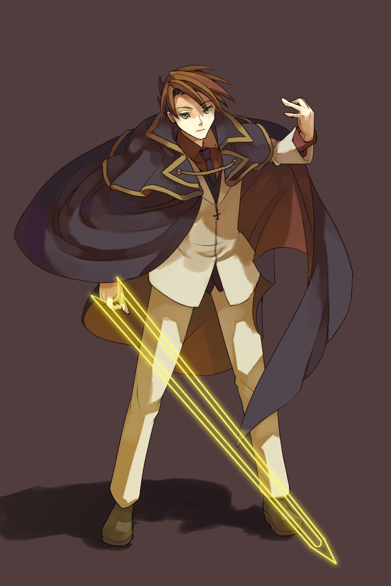 kokuzu, ushiromiya battler, umineko no naku koro ni, highres, 00s, 1boy, green eyes, male focus, red hair, solo