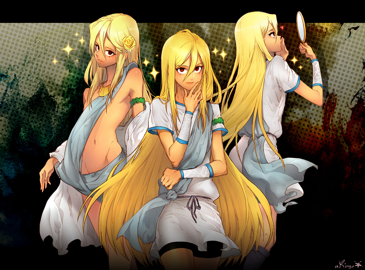 afuro terumi, inazuma eleven, inazuma eleven (series), 00s, 3boys, blonde hair, child, male focus, multiple boys, multiple views, trap