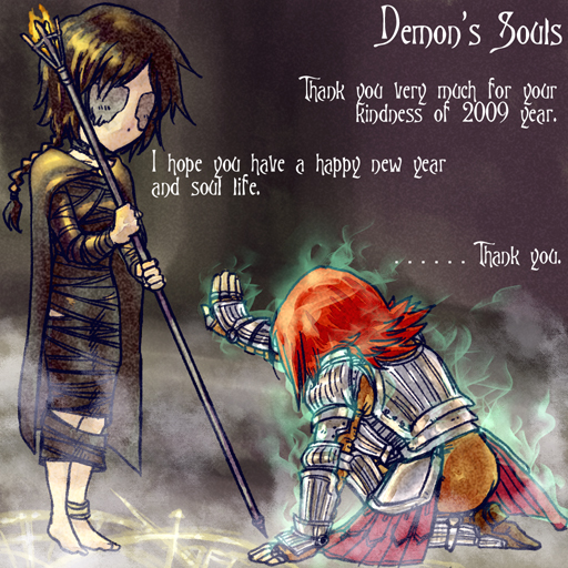 pietro, maiden in black, demon's souls, fromsoftware, 2girls, anklet, armor, barefoot, black hair, cape, choker, dress, feet, female focus, jewelry, long hair, multiple girls, red hair, short hair, staff
