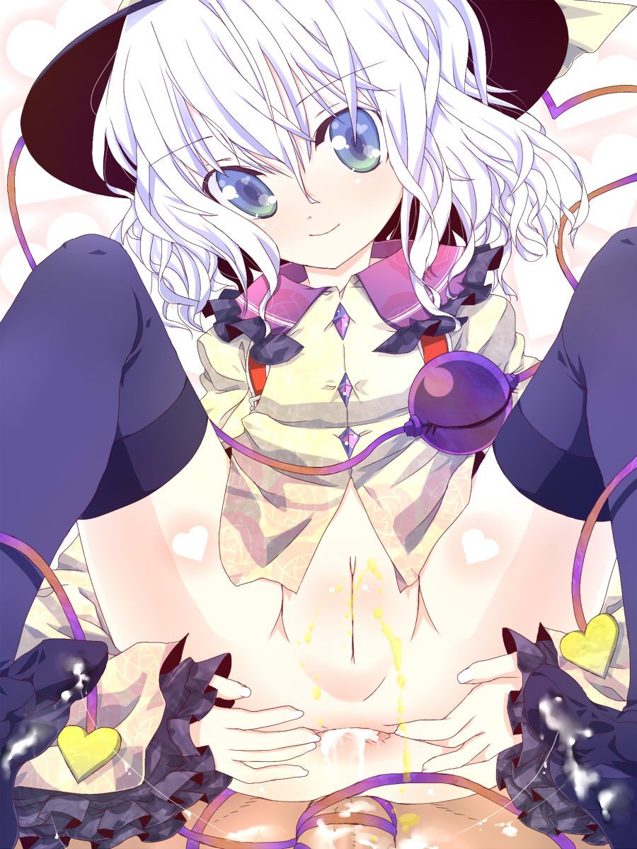tm (gf-tm), komeiji koishi, touhou, bad id, bad pixiv id, highres, 1boy, 1girl, after anal, aftersex, anal, anus, ass, bottomless, cum, cum in ass, hetero, legs up, loli, pee, peeing, penis, pussy, solo, solo focus, spread anus, spread legs, thighhighs, uncensored
