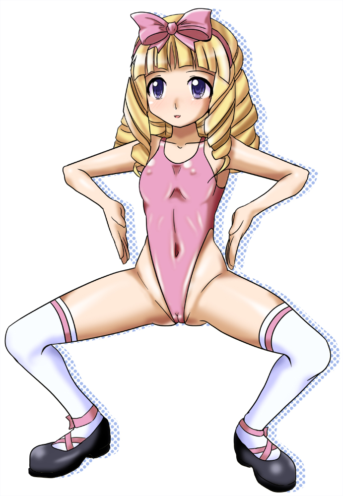 blush, cameltoe, nipples, smile, swimsuit