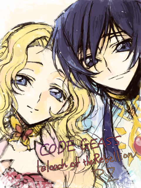 rahit, lelouch vi britannia, nunnally vi britannia, code geass, 00s, 1girl, blonde hair, blue eyes, brother and sister, copyright name, siblings