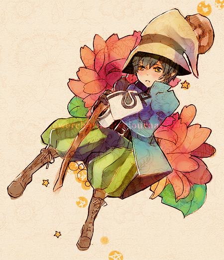 black mage (final fantasy), vivi ornitier, final fantasy, final fantasy ix, 00s, black hair, boots, child, gloves, hat, male focus, short hair, staff, yellow eyes