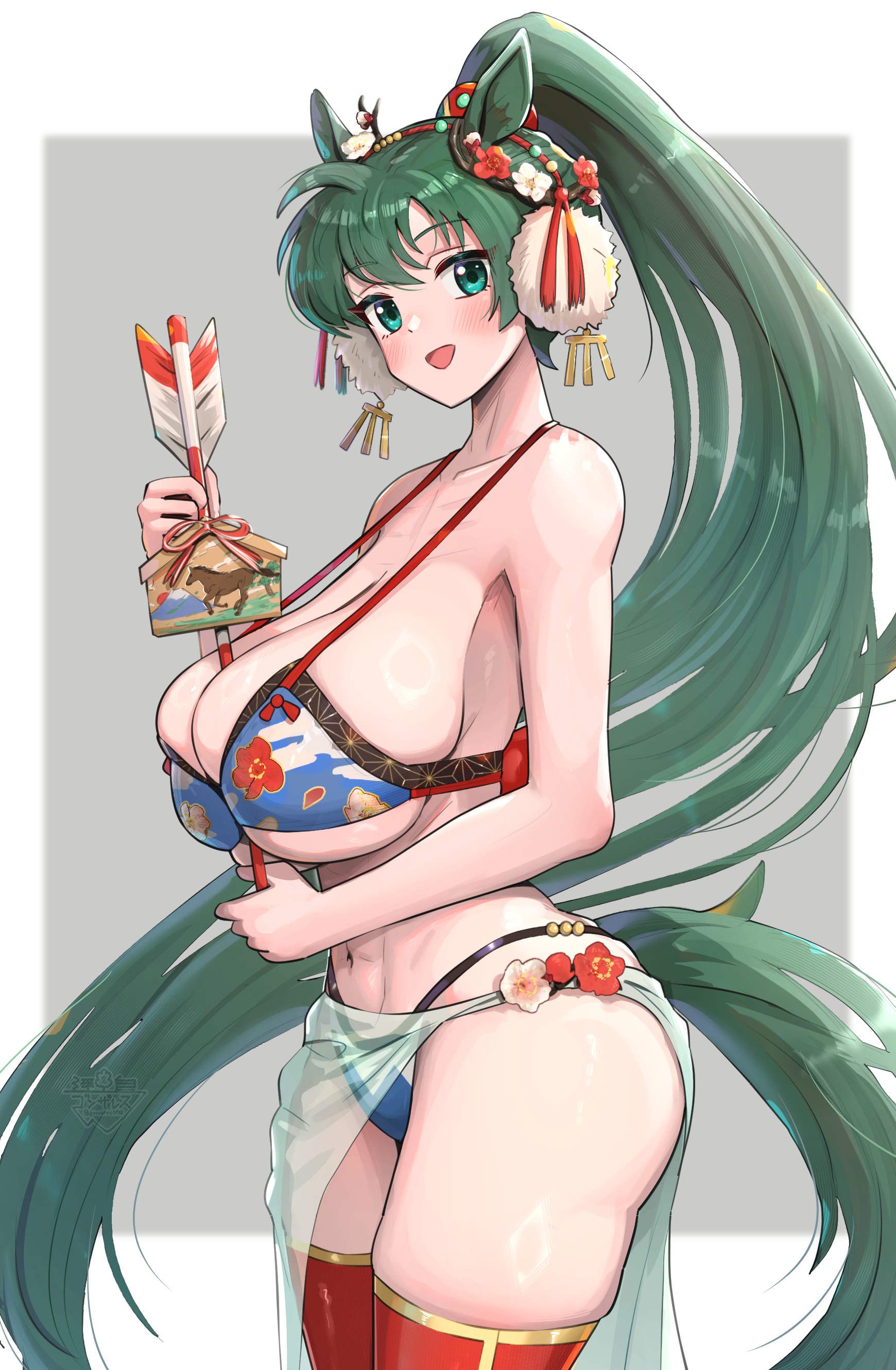 gonzarez, lyn (fire emblem), fire emblem, nintendo, absurdres, highres, bikini, breasts, large breasts, ponytail, swimsuit