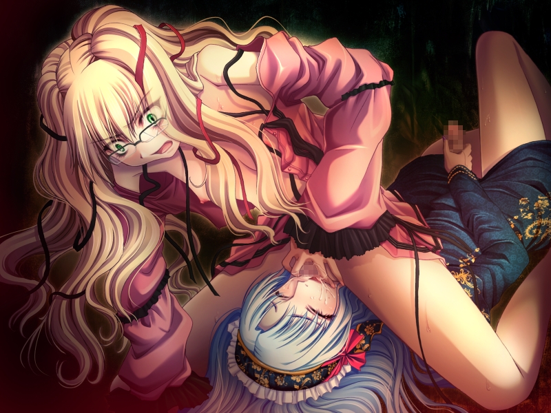 black cyc, gun katana, tagme, 1boy, 1girl, blonde hair, femdom, green eyes, open mouth