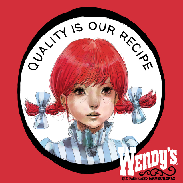 daichan mona, wendy (wendy's), wendy's, bad id, bad pixiv id, 1girl, bow, braid, english text, female focus, freckles, portrait, realistic, red eyes, red hair, solo, twin braids