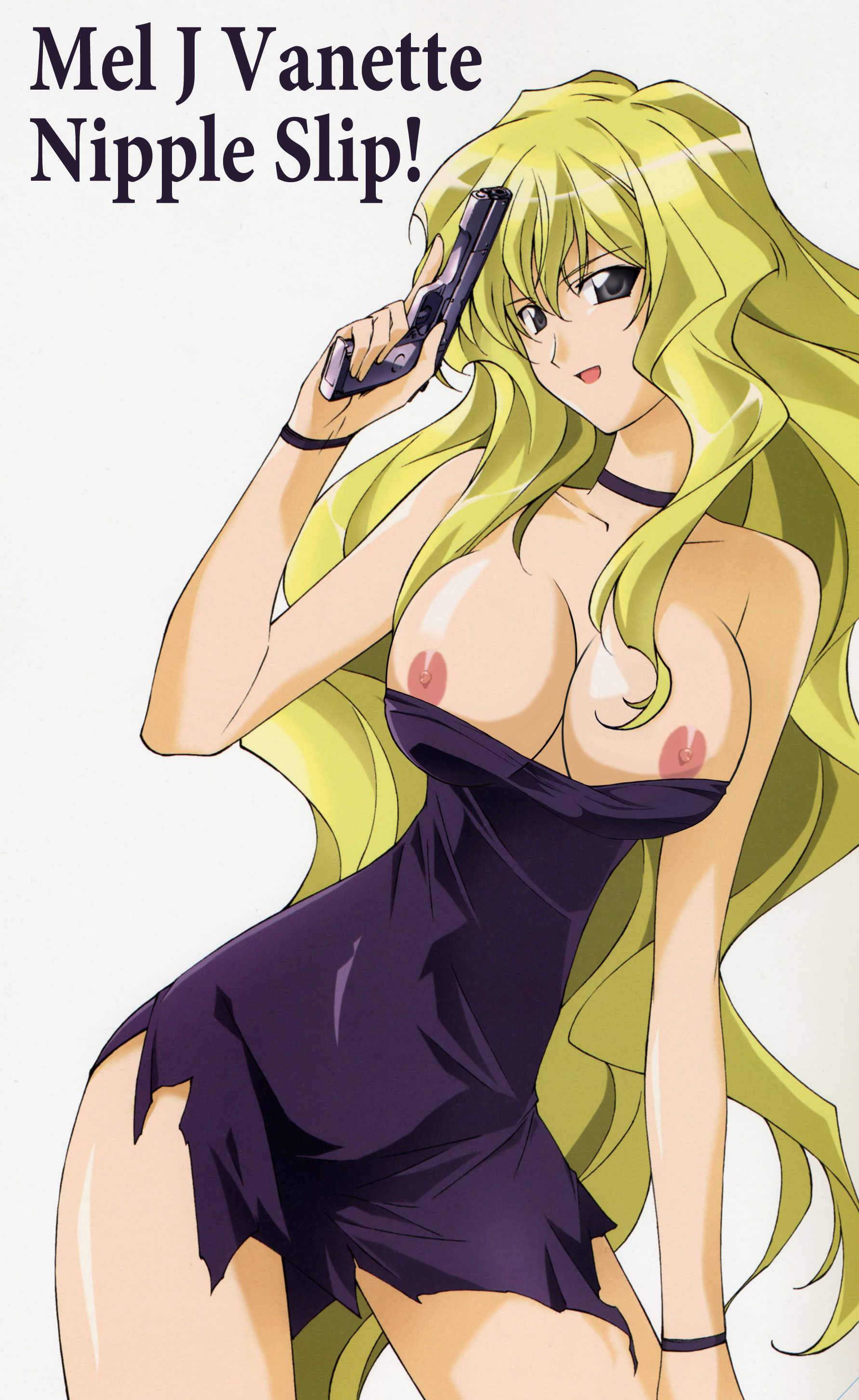 jinki, absurdres, highres, third-party edit, 00s, 1girl, breasts, female focus, nipple slip, nipples, solo, torn clothes