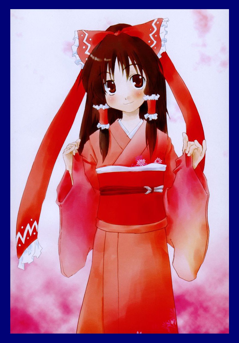 hakurei reimu, touhou, highres, tagme, 1girl, female focus, gradient background, red theme, solo