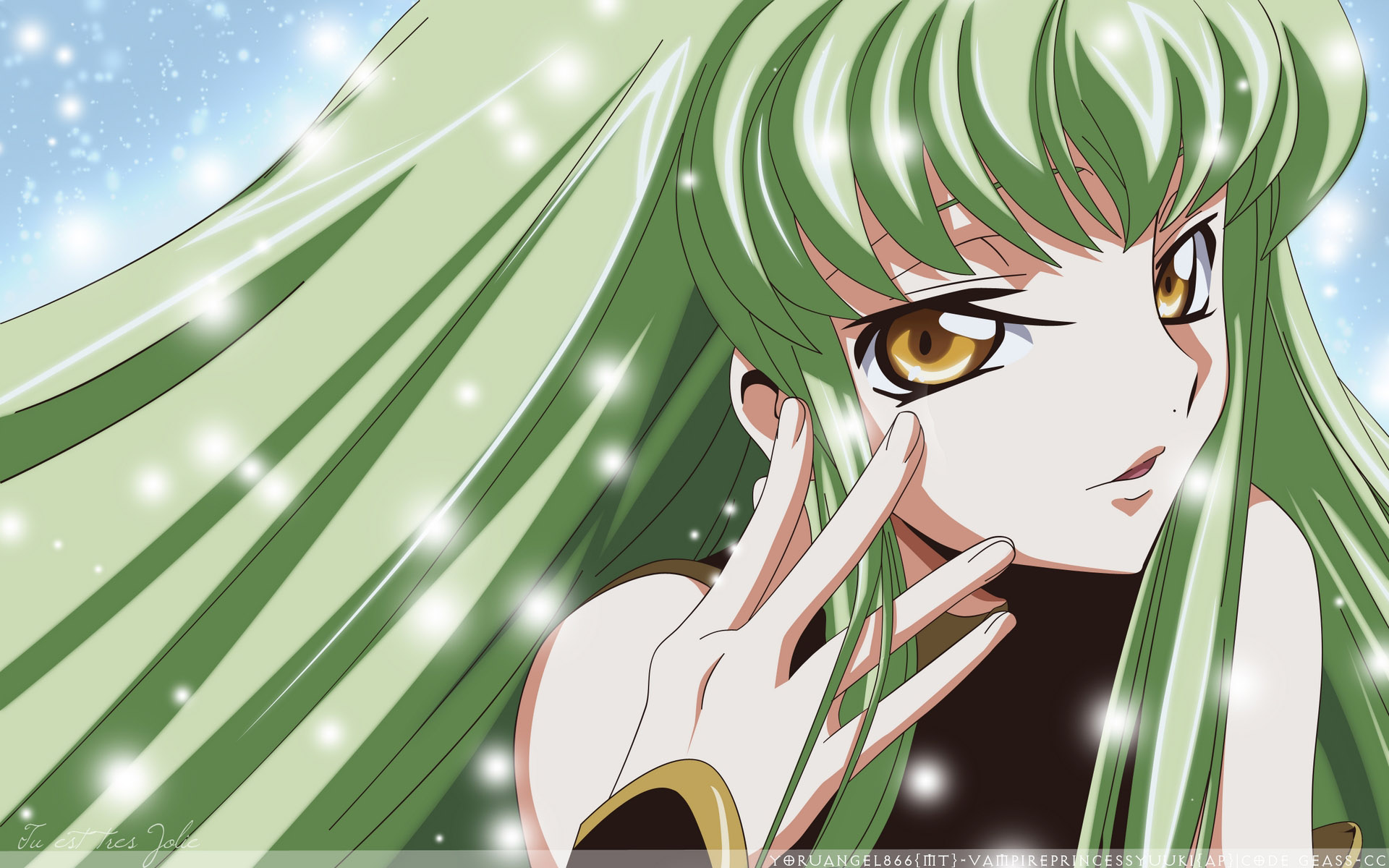 c.c., code geass, highres, jpeg artifacts, official art, 00s, 1girl, close, close-up, female focus, solo