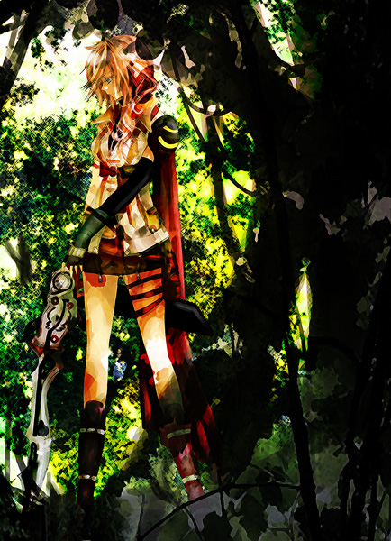 lightning farron, final fantasy, final fantasy xiii, 10s, forest, nature, sad, sword, weapon