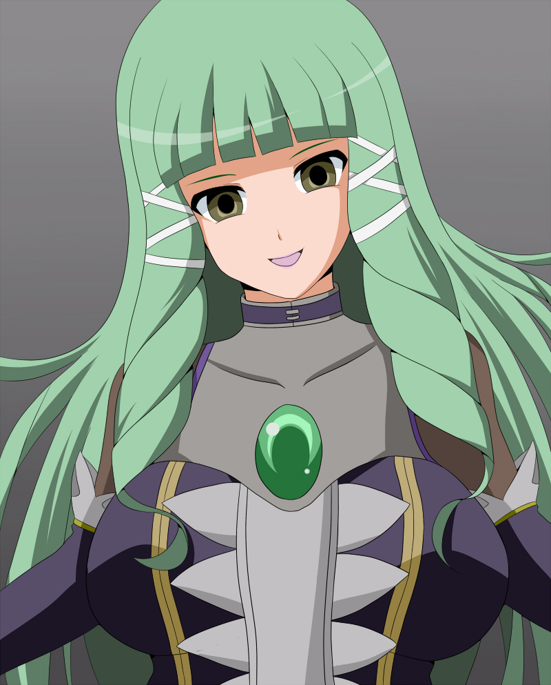 emeraude (tales), emeraude (tales of graces), tales of (series), tales of graces, 1girl, breasts, female focus, green hair, large breasts, solo, yandere, yellow eyes