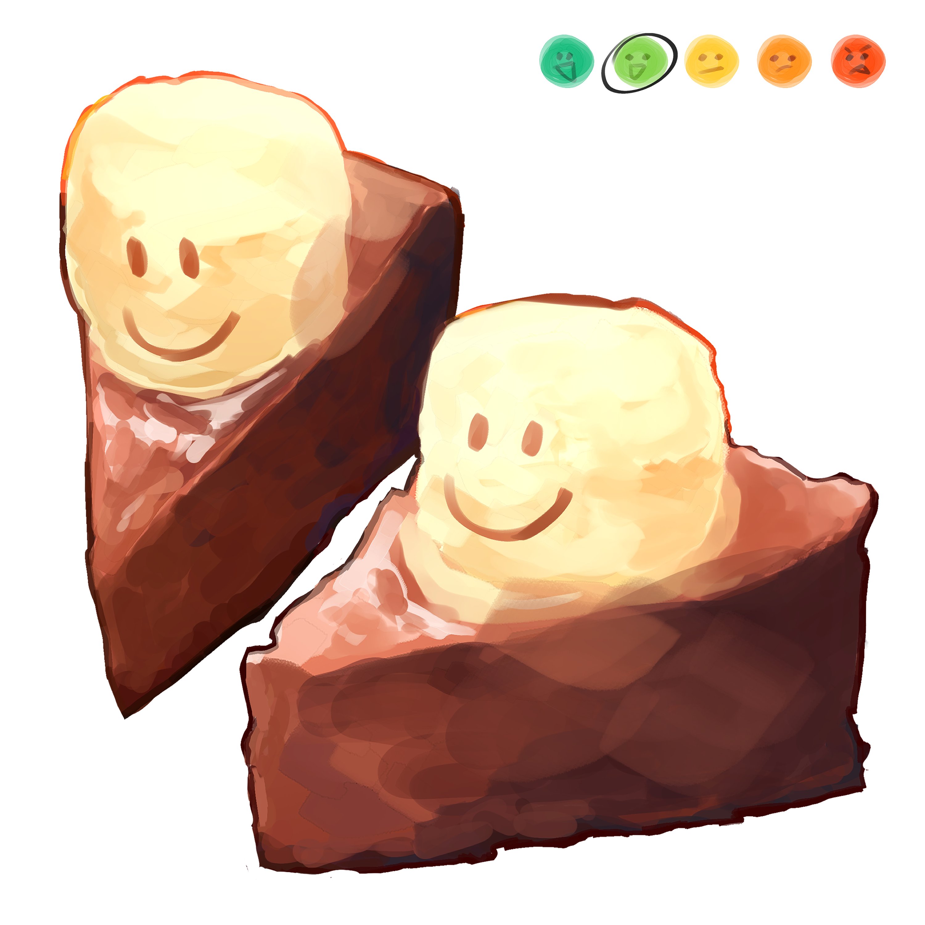 himochuu, roblox, absurdres, highres, cake, cake slice, character-themed food, food, food focus, no humans, smiley face