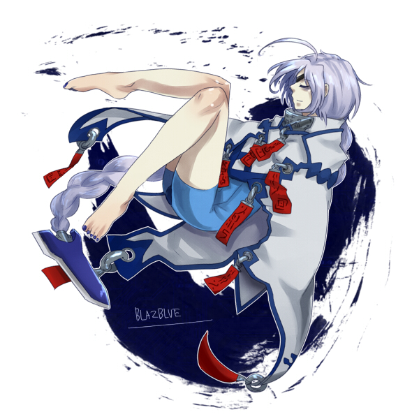 goya (xalbino), nu-13, arc system works, blazblue, silver hair, bad id, bad pixiv id, 1girl, braid, closed eyes, female focus, nail polish, sleeping, solo