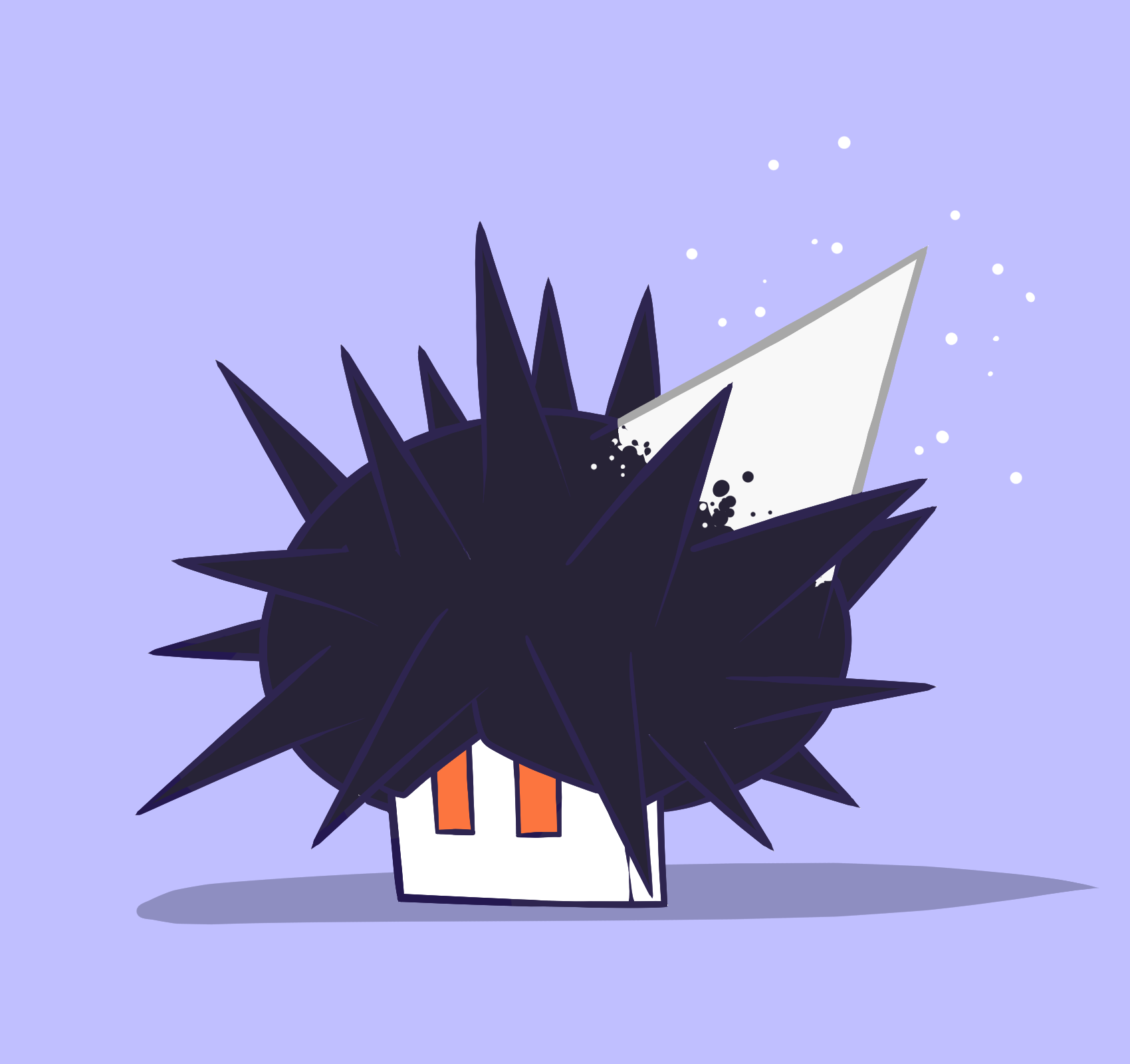 redny, nacli, nintendo, pokemon, commentary request, highres, blue background, flat color, full body, no humans, pokemon (creature), pokemon focus, rectangular eyes, sea urchin, simple background, spikes