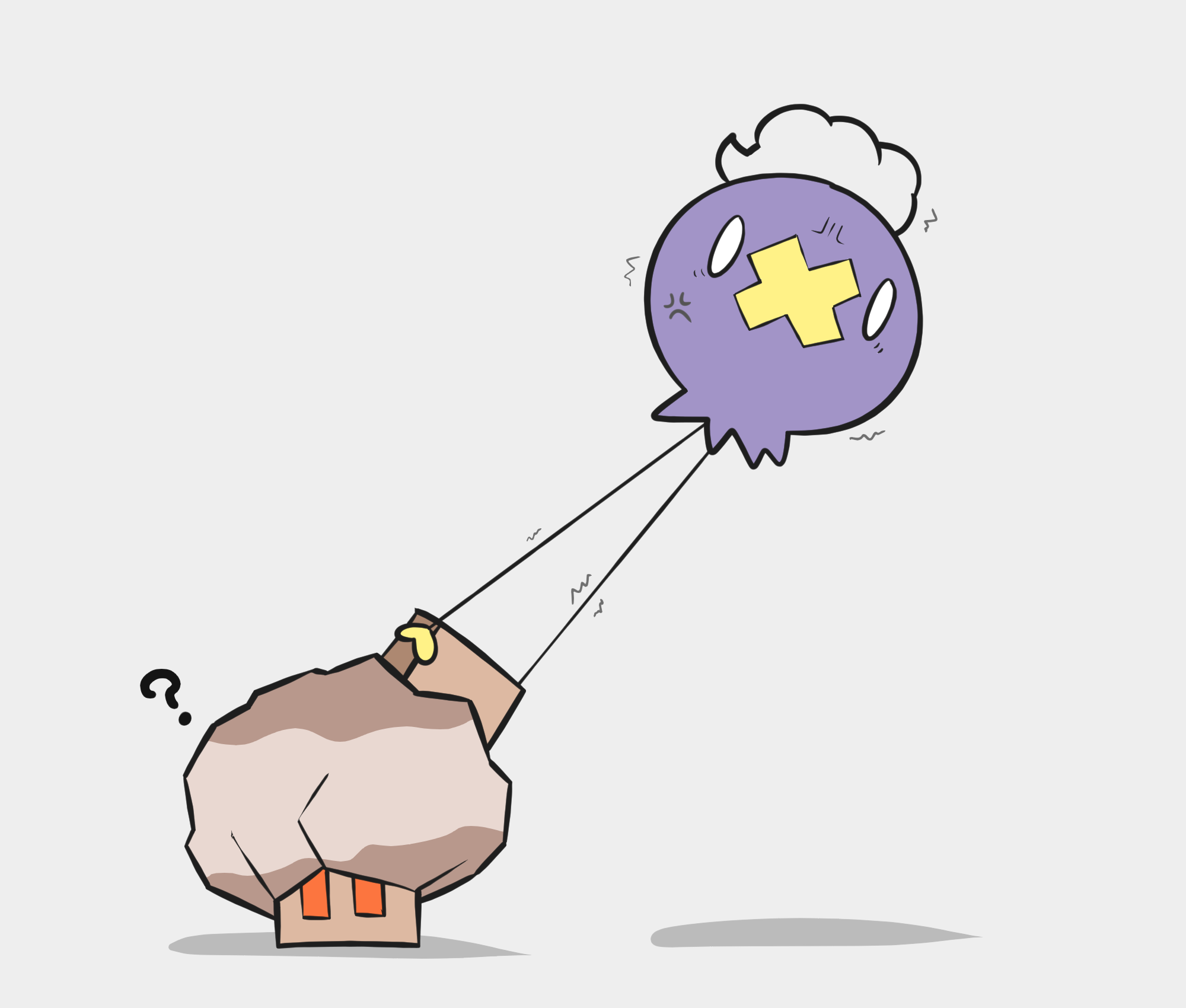 redny, drifloon, nacli, nintendo, pokemon, commentary request, highres, ?, alternate color, full body, gen 4 pokemon, heavy, no humans, o o, pokemon (creature), pokemon focus, rectangular eyes, shiny pokemon, simple background, struggling, trembling, veins, white background