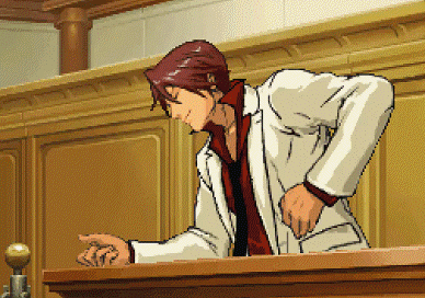 klavier gavin, ushiromiya battler, ace attorney, umineko no naku koro ni, animated, animated gif, lowres, 1boy, game sprite, male focus, parody, solo