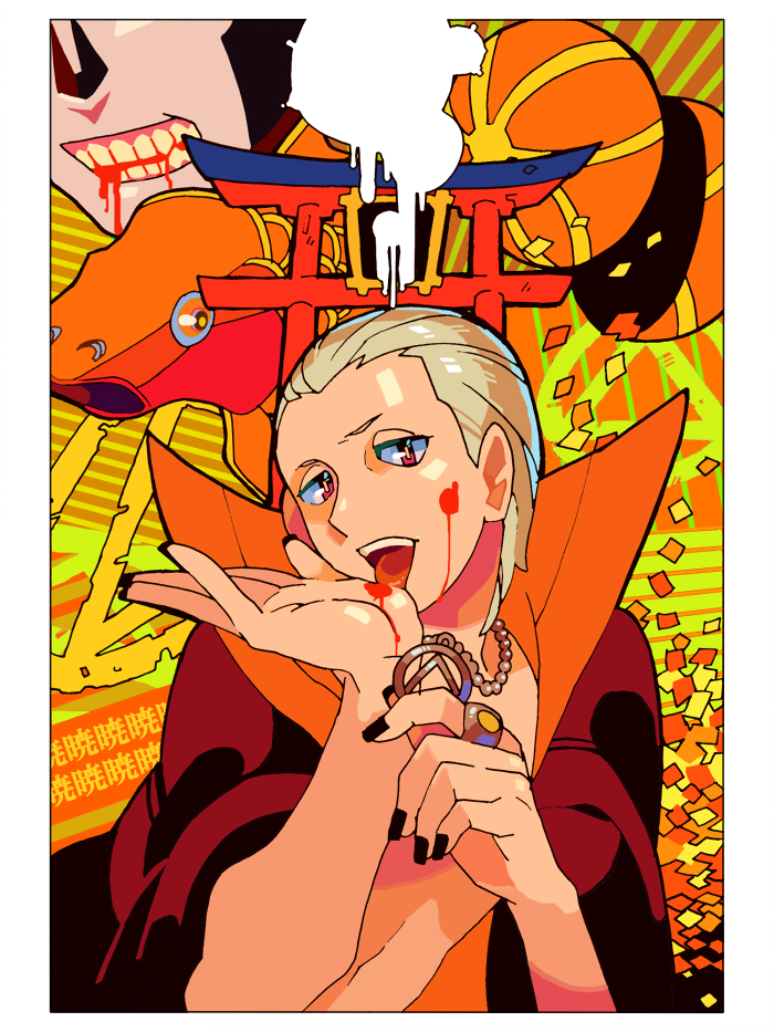 egawa kari nago, hidan (naruto), naruto (series), naruto shippuuden, tagme, akatsuki (naruto), blood, licking