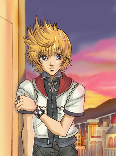 autumn sacura, roxas, kingdom hearts, tagme, blonde hair, city, solo