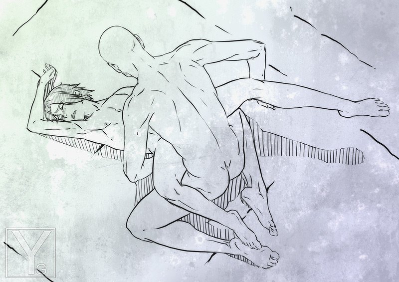 yanagoya, asano keigo, madarame ikkaku, bleach, anal, monochrome, nude, spread legs, yaoi