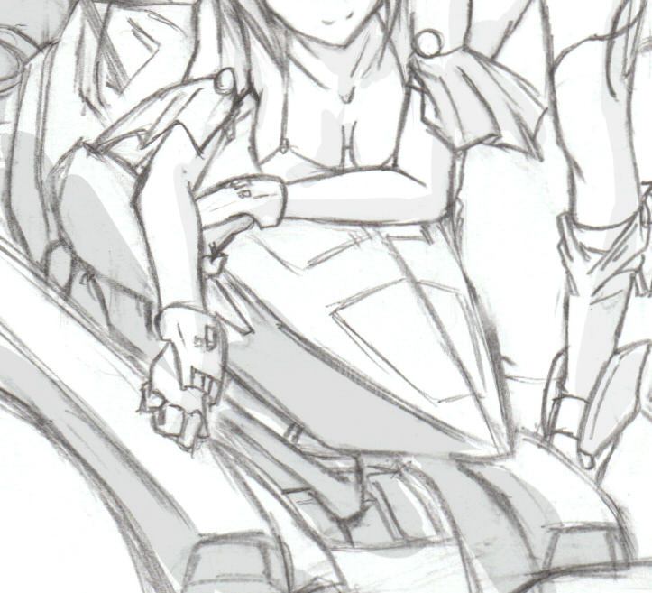 novemdecuple, armored core, armored core: for answer, armored core 4, fromsoftware, 1girl, bra, breasts, female focus, fingerless gloves, gloves, lingerie, mecha, monochrome, robot, solo, underwear, white background