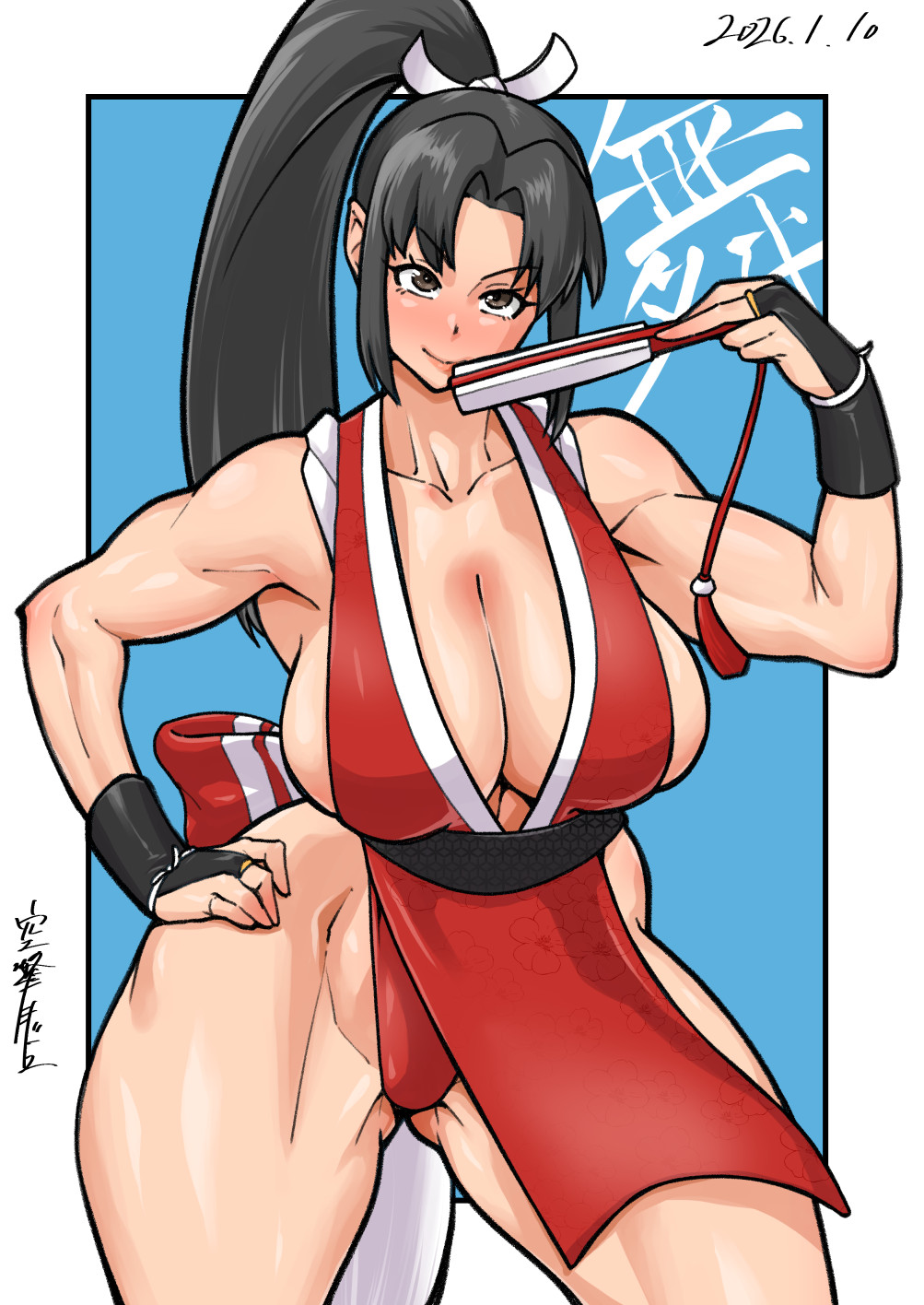 shiranui mai, fatal fury, 1girl, breasts, huge breasts, long hair