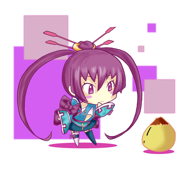 kurohime kiryuu, finnel (ar tonelico), ar tonelico, ar tonelico iii, gust, 00s, 1girl, bow, chibi, female focus, long hair, solo, twintails