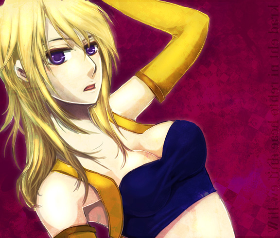 miasma vysage, celes chere, final fantasy, final fantasy vi, 1990s (style), 1girl, bare shoulders, blonde hair, detached sleeves, female focus, long hair, open mouth, purple eyes, solo