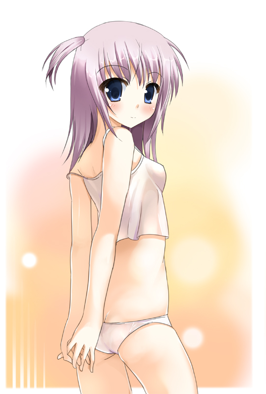 odaya, odayan, original, silver hair, 1girl, ass, blue eyes, blush, camisole, female focus, lingerie, long hair, looking back, lowleg, lowleg panties, panties, short hair, short twintails, solo, strap slip, twintails, underwear