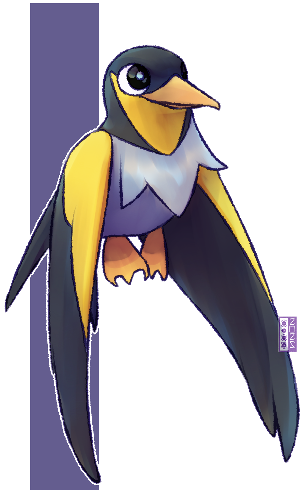 dualcosmog, wattrel, nintendo, pokemon, commentary, highres, beak, bird, no humans, outline, pokemon (creature), solo, white outline, wings