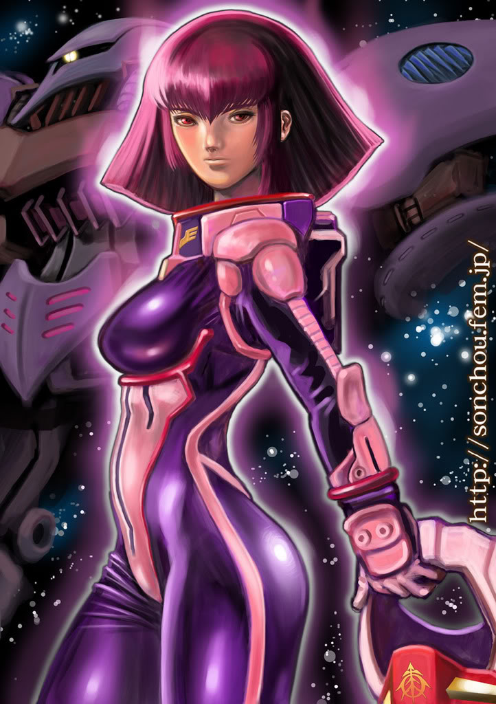 haman karn, gundam, gundam zz, zeta gundam, pilot suit, helmet, purple hair