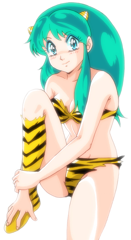 lum, urusei yatsura, tagme, bikini, green hair, horns, legs, long hair, oni, swimsuit