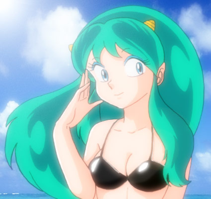 lum, urusei yatsura, lowres, tagme, bra, green hair, horns, lingerie, long hair, oni, underwear