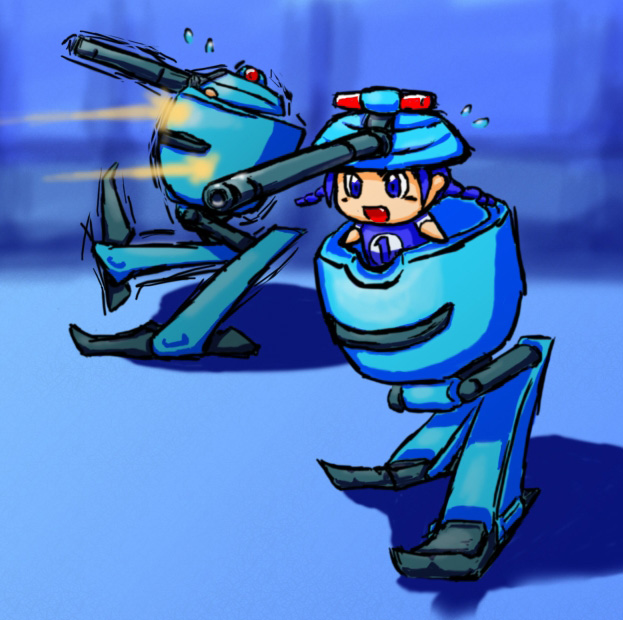 muscle tracer, armored core, fromsoftware, 2girls, armor, chibi, mecha musume, multiple girls, parody