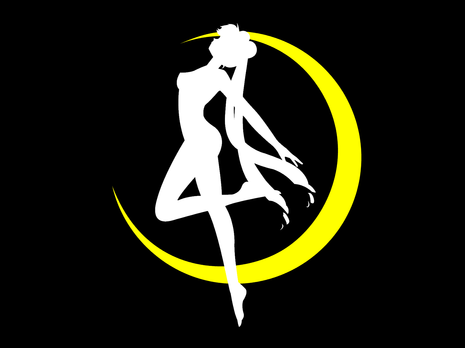 sailor moon, tsukino usagi, bishoujo senshi sailor moon, highres, 1990s (style), 1girl, arched back, breasts, crescent moon, dark, female focus, long hair, magical girl, monochrome, moon, nude, retro artstyle, silhouette, solo, twintails, yellow theme