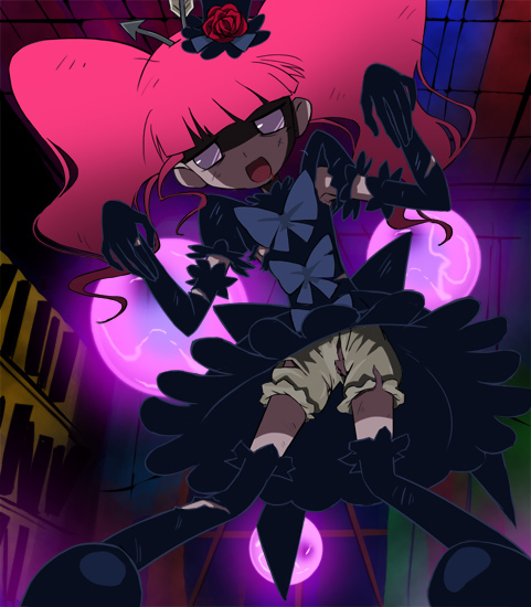 haruyama kazunori, marika (marie & gali), marie & gali, 00s, bloomers, empty eyes, female focus, gothic lolita, loli, lolita fashion, panties, pink hair, pussy, pussy peek, torn clothes, uncensored, underwear, upskirt