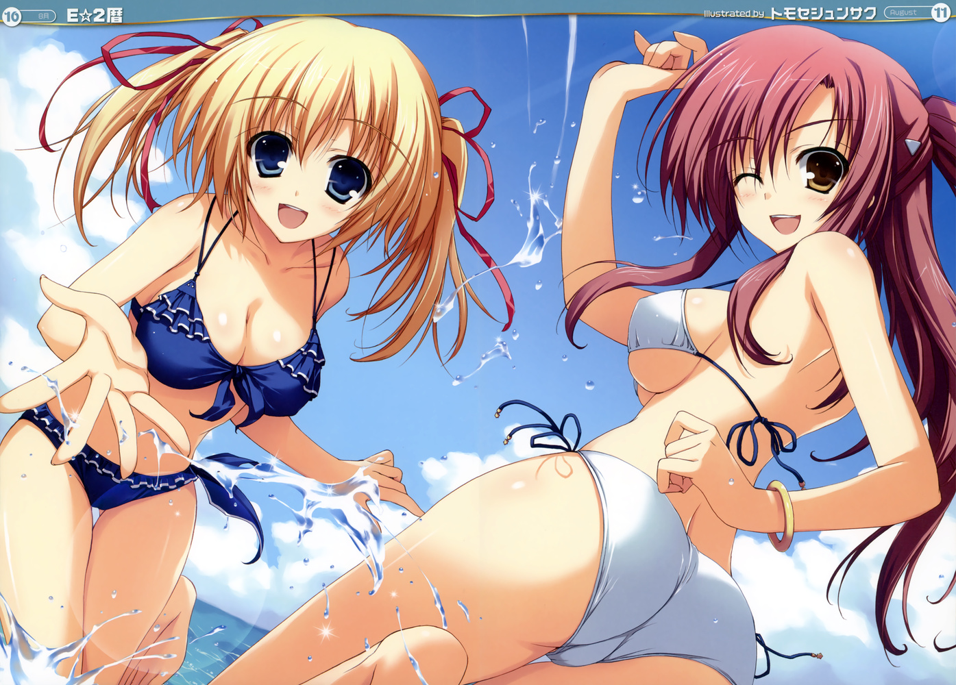 artist request, character request, copyright request, tagme, 2girls, bikini, multiple girls, ocean, swimsuit, water, wet